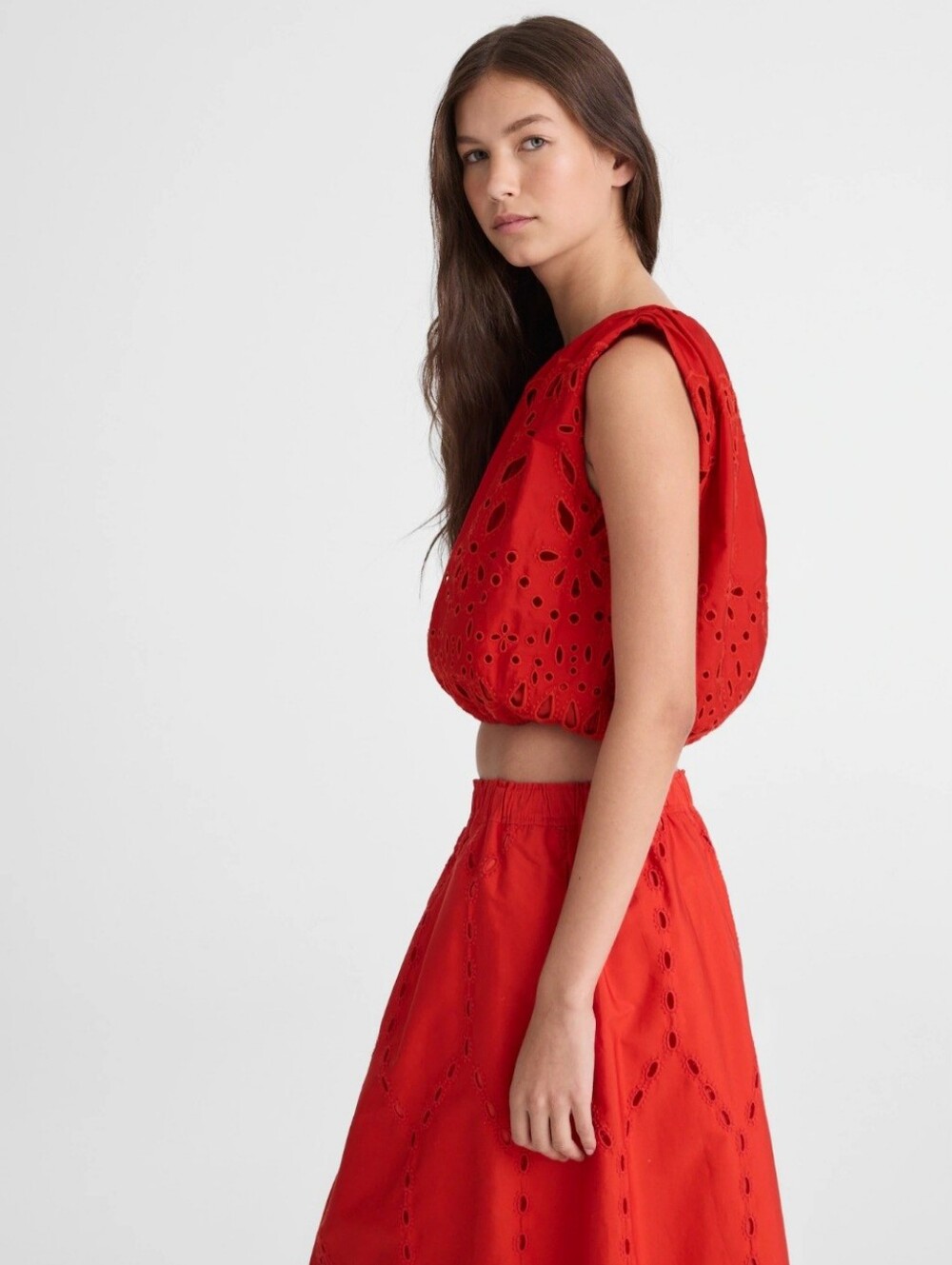 Madewell Embroidered Sleeveless Bubble Top In Poplin Large NWT - Picture 9 of 11